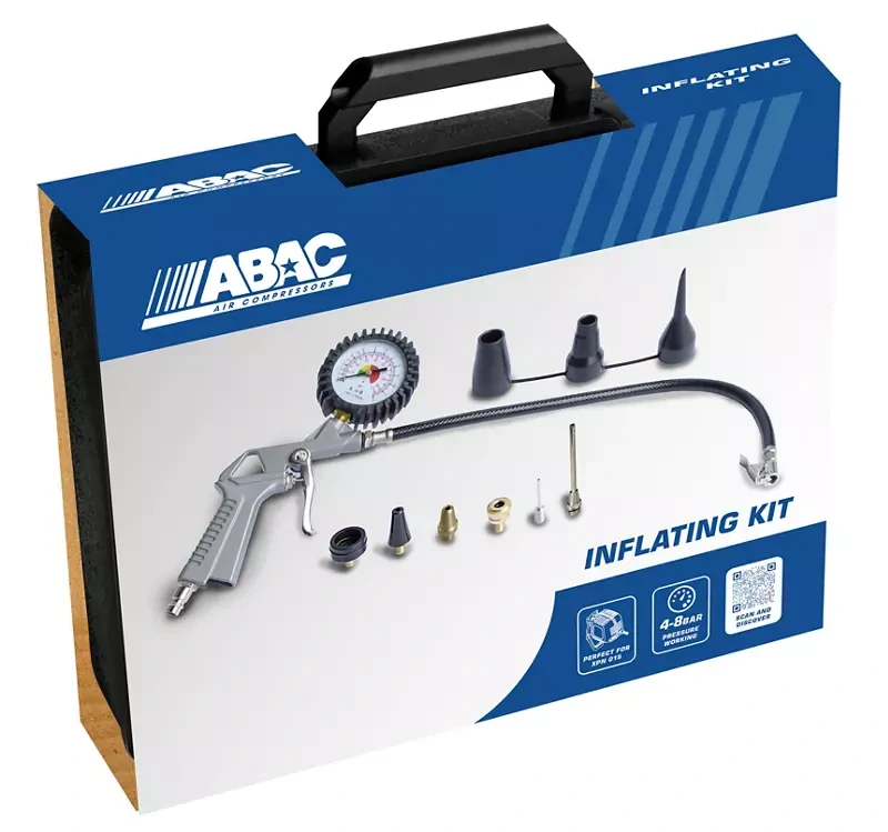 ABAC ATK-X Premium kit pneumatická sada (sponkovačka, hřebíkovačka, pneuhustič, mycí pistole, nástavce, stříkací pistole)
